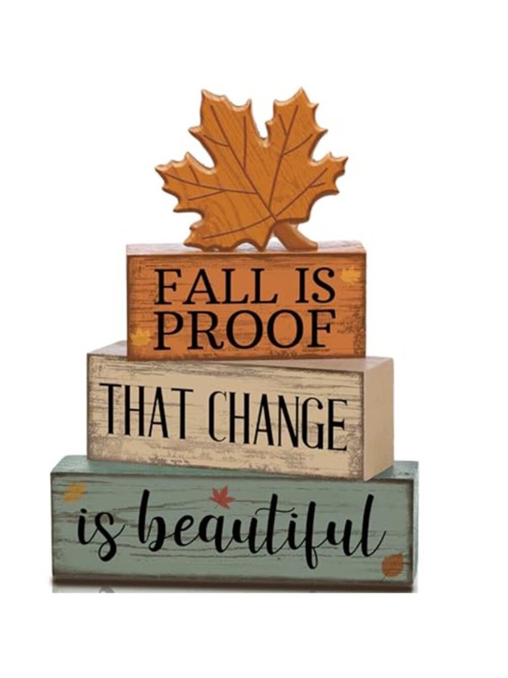4 Pcs Fall Decoration For Home Wooden Maple Leaf Stacked Decor